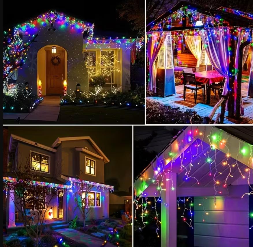 Eisregen Lichterkette Solar,3.5-40M Lichterkette mit 8 Modi, IP44, Memory&Timing-Fuction, Helligkeitsanpassung, Fernbedienungen, Geeignet für Innen- und Außendekoration（副本）