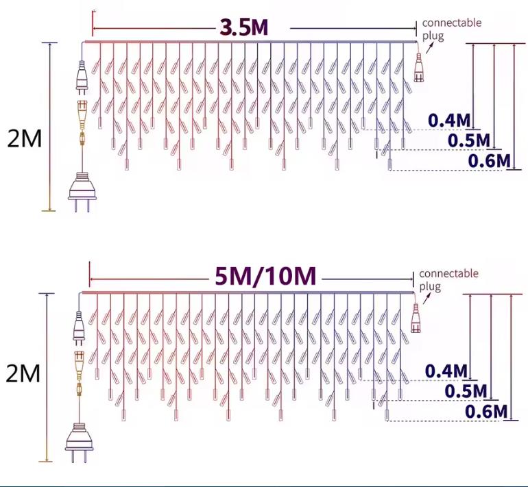 Eisregen Lichterkette Solar,3.5-40M Lichterkette mit 8 Modi, IP44, Memory&Timing-Fuction, Helligkeitsanpassung, Fernbedienungen, Geeignet für Innen- und Außendekoration（副本）