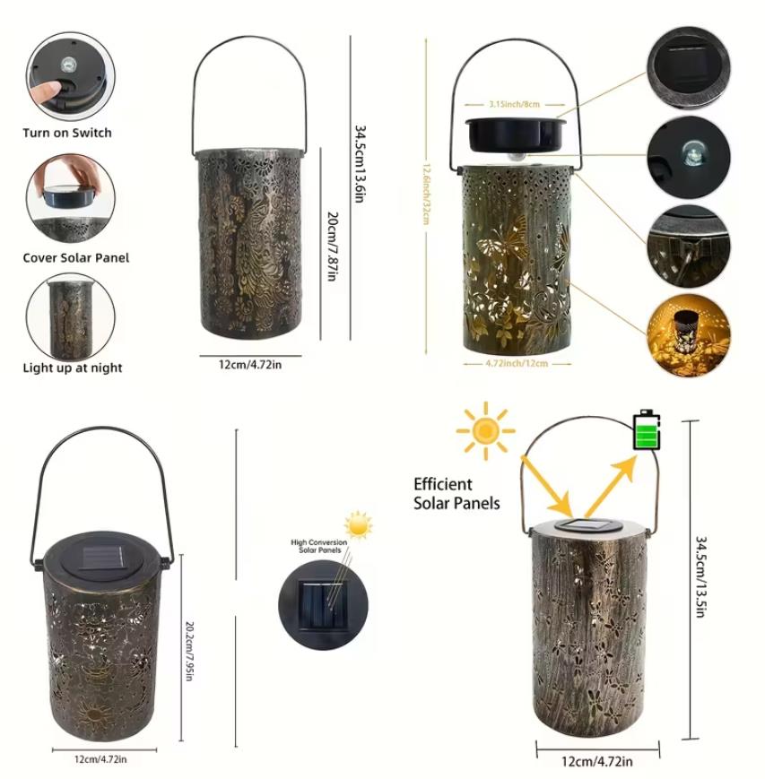 1PC Solarbetriebene Hängeleuchten für draußen, dekorative Laternen für draußen, exquisite dekorative Gartenlaternen, wasserdichte dekorative LED-Gartenleuchten, für Zugang, Landschaft, Garten, Hof, Veranda, Festival, Party