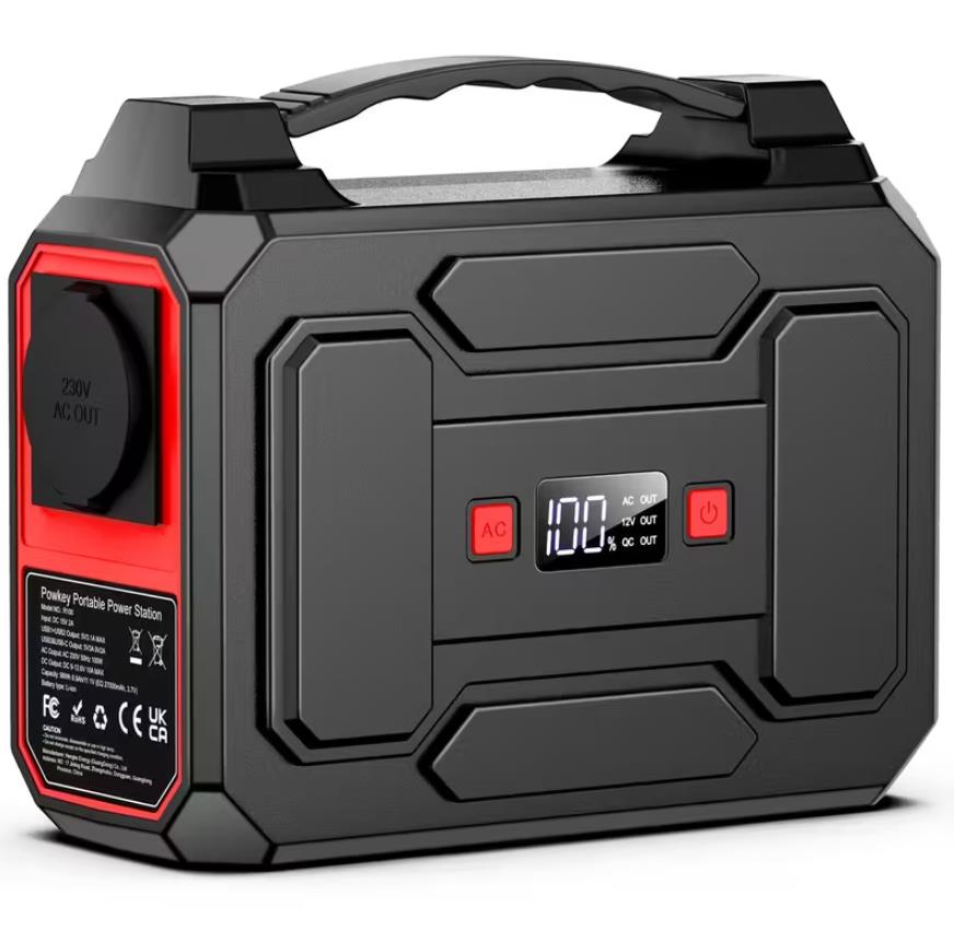 100W 99Wh Tragbare Power Station, mit AC 230V, USB C Ausgängen und LED-Taschenlampen, kleiner Solar-Generator, Telefon-Laptop-Akku-Ladegerät für Innen- und Außenbereich, Notfall-Backup (Solarpanel NICHT enthalten)