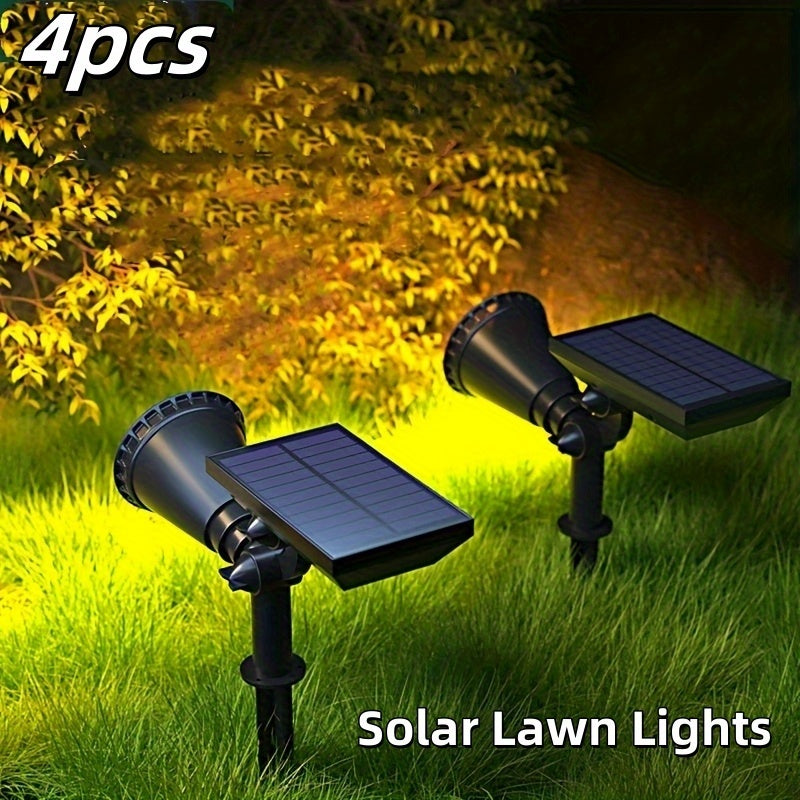 4er-Pack 9 LED Solar-Außenstrahler mit Bewegungsmelder & IP65 Wasserdicht, Einstellbare Helligkeit Farbwechsel  Landschaftsbeleuchtung inkl. Steuerungsfunktion