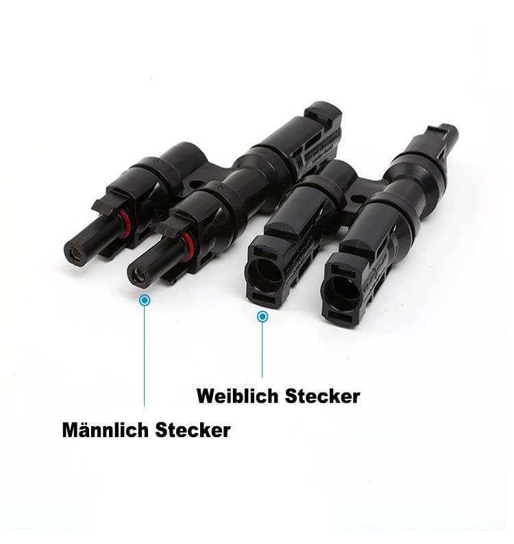 Y Stecker Männlich/Weiblich, Solar Photovoltaik Steckverbinder, T-Typ Solarstecker, Solarpanel Kabelstecker (1Y2)