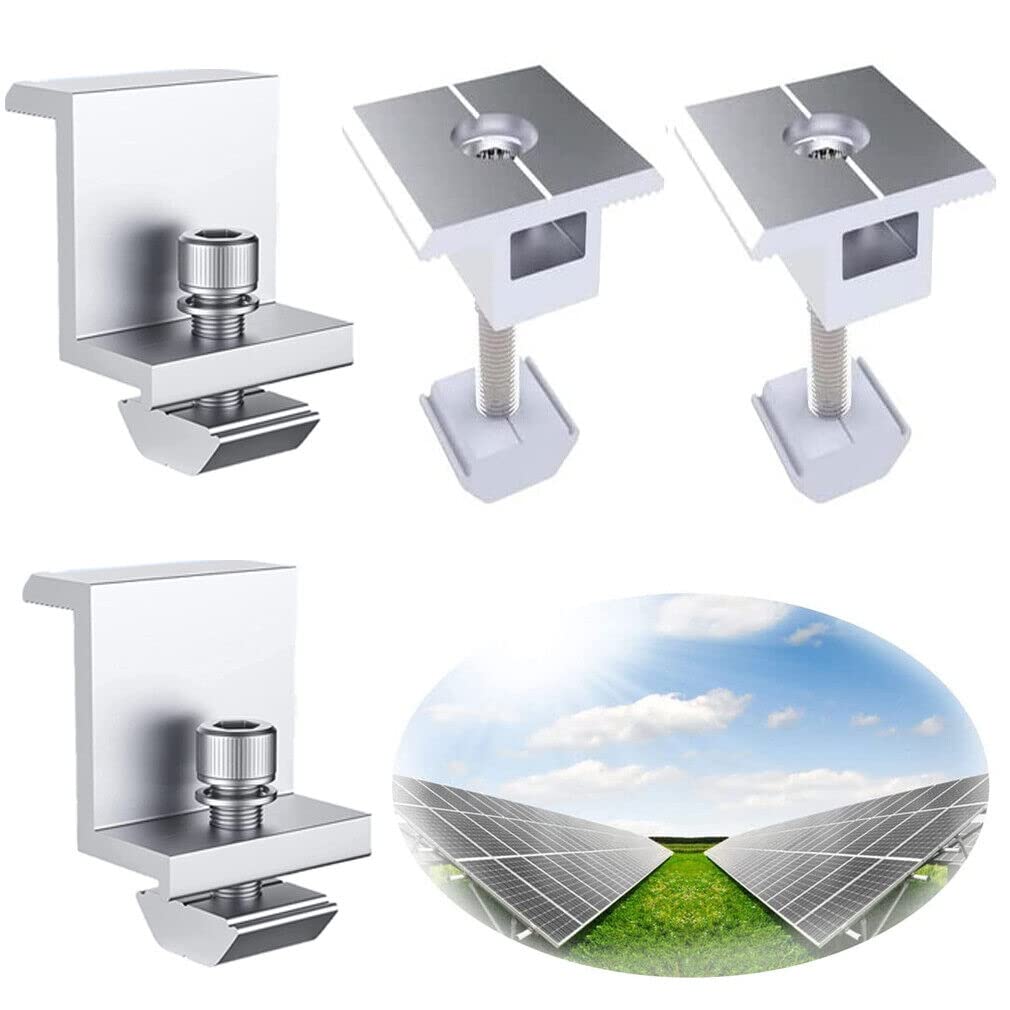 Solar Halterung Ziegeldach Set für1/2/3/4 Module, Upgrade 200MM Aluprofil und Photovoltaik Dachhaken, Solarmodul Halterung Ziegeldach Einstellbare Klemmen für Modul Dicke 30mm 35 mm 40mm MZD06