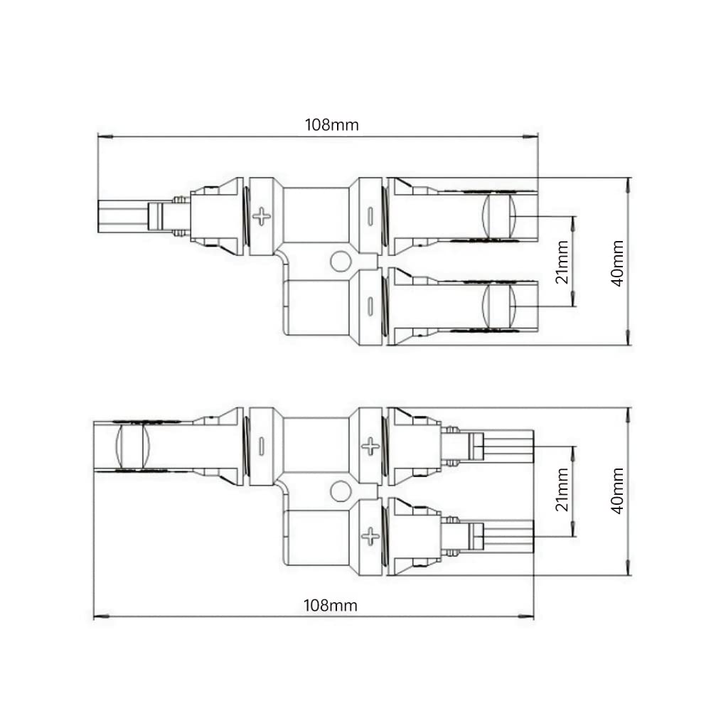 Y Stecker Männlich/Weiblich, Solar Photovoltaik Steckverbinder, T-Typ Solarstecker, Solarpanel Kabelstecker (1Y2)