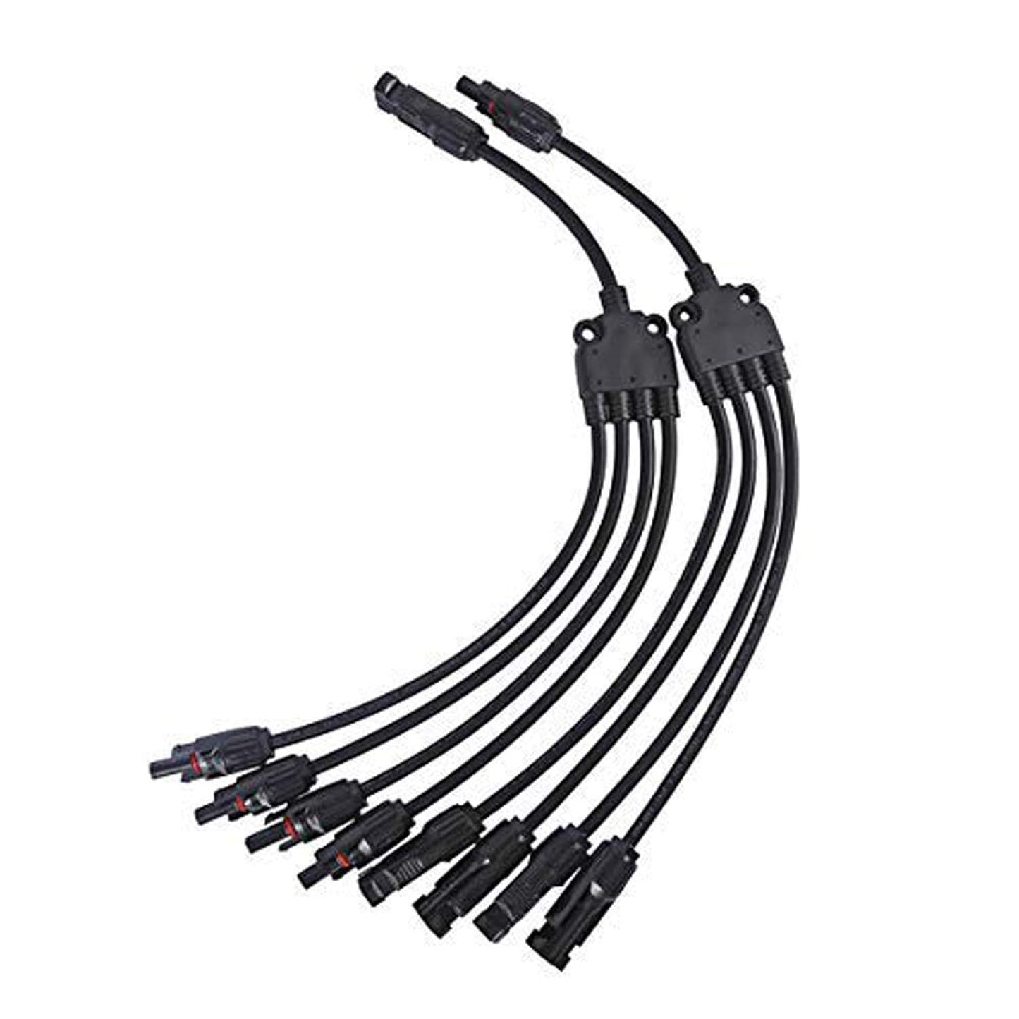 Solarkabel Y-Verbinder 1Y4 für 2,5mm²/4mm²/6mm² Solarkabel, /1 Paar/2 PCS Y-Verteiler 4-fach Abzweigdosen Solarverbinder, Kabelverlängerung für Solaranlage Steckerfertig