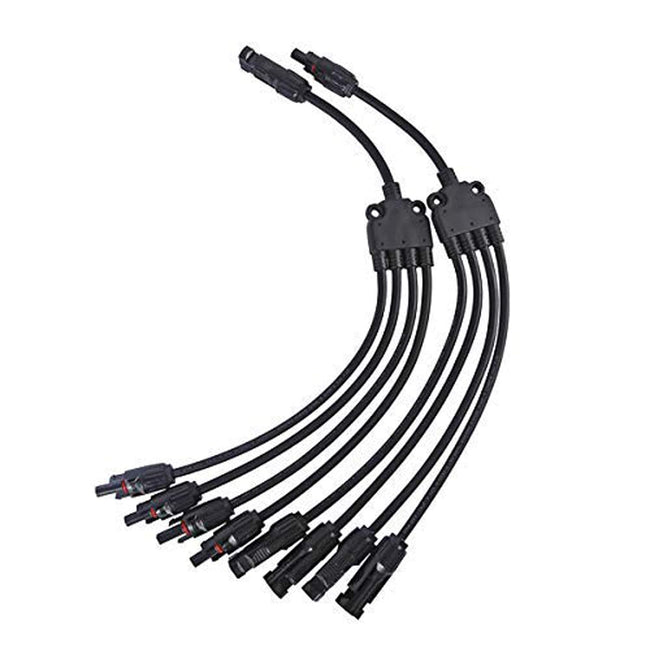 Solarkabel Y-Verbinder 1Y4 für 2,5mm²/4mm²/6mm² Solarkabel, /1 Paar/2 PCS Y-Verteiler 4-fach Abzweigdosen Solarverbinder, Kabelverlängerung für Solaranlage Steckerfertig