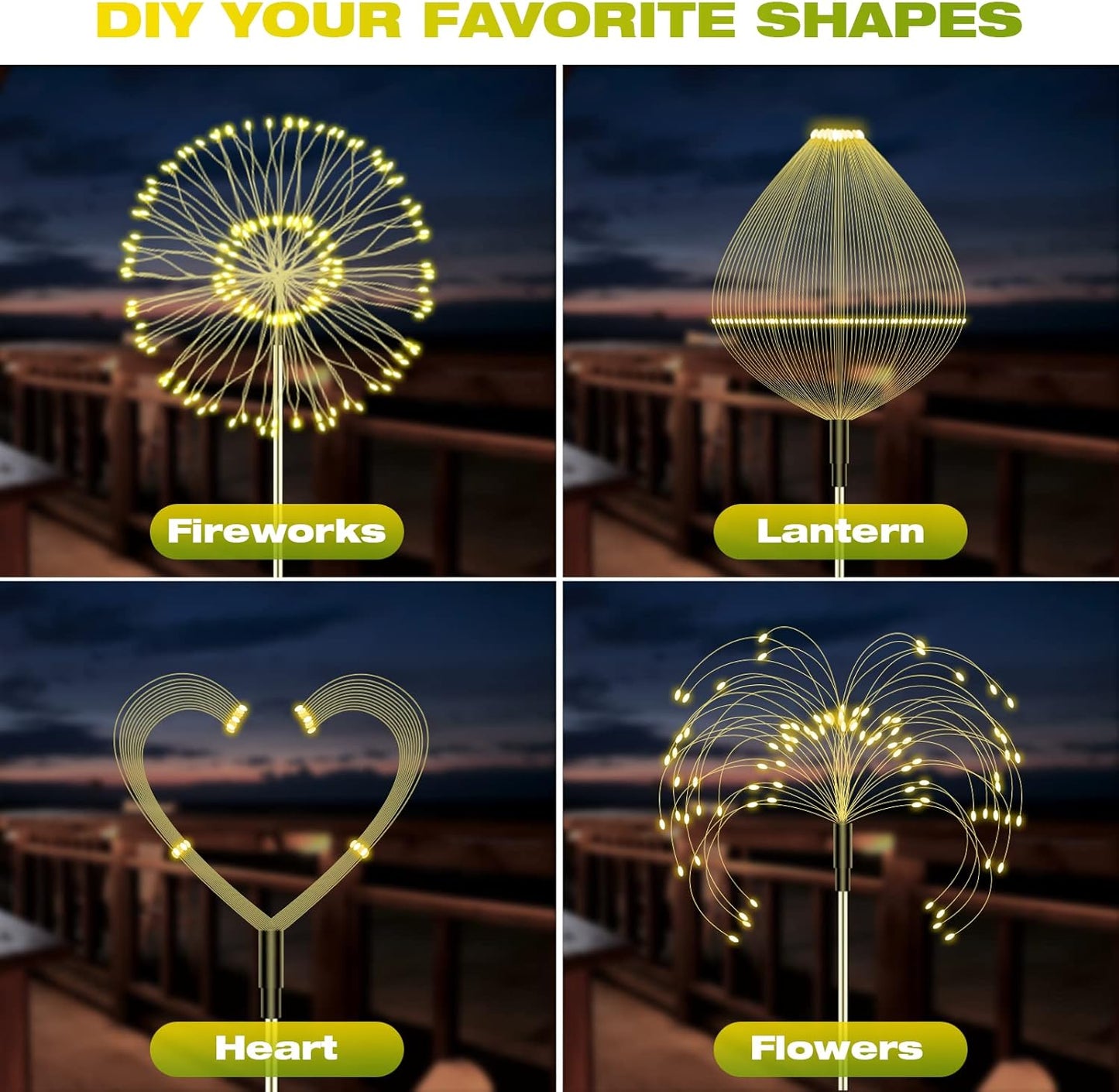 200 LED Outdoor Solar Gartenstecker Lichter 2/4/6 PCs, Solare Feuerwerk Lampe, IP65 Wasserdicht, 8 Modi Dekorative Funkenlandschaftsbeleuchtung für Wege Rasengrundstücke Straßen Gewerbeflächen Park