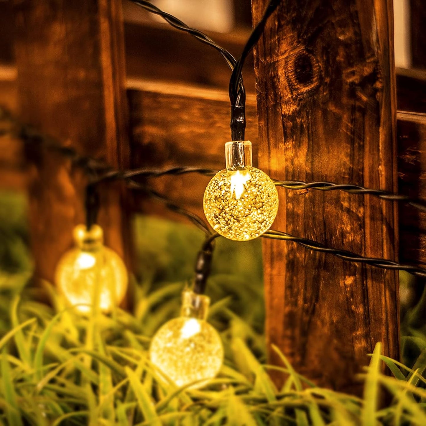 Solar Lichterkette Aussen,  Solar 8 Modi Kristall Kugeln Wasserdicht IP65 Outdoor Solarlichterkette für Garten, Terrasse, Balkon, Hochzei