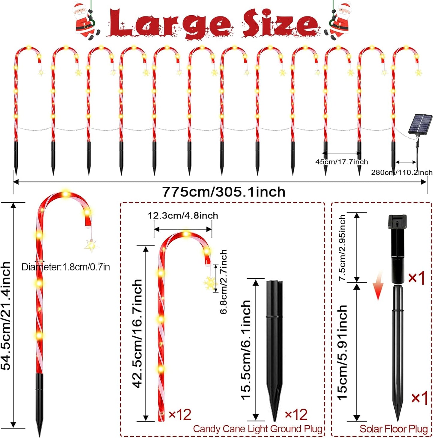 12 Stück Solar Weihnachtsbeleuchtung Außen,Weihnachtsdeko Aussen mit Fernsteuerung,8Modi Funkelnde,Solar Zuckerstangen Weihnachtsbeleuchtung Außen,LED Lutscher Figur Außen,für Weihnachtsdeko