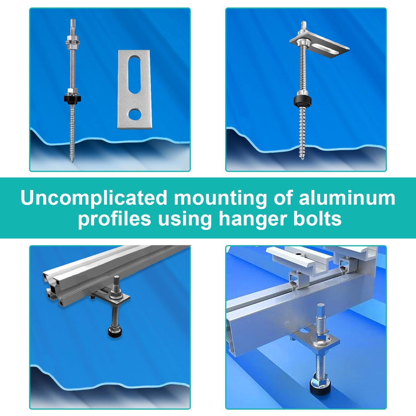 Stockschraube aus Edelstahl M10 x 200 mm, M10 x 250 mm M10 x 300 mm mit Adapterblech