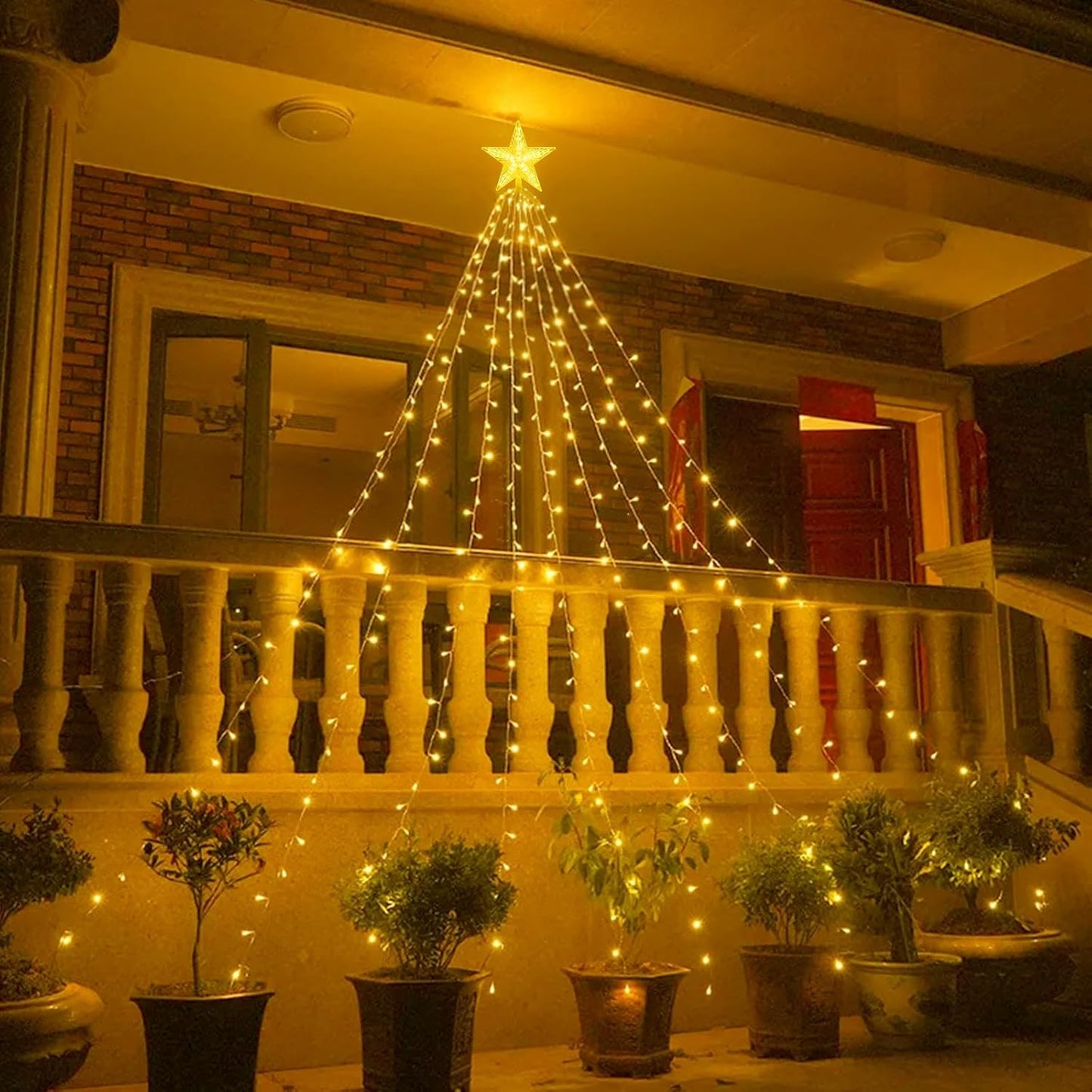 Solar Christbaumbeleuchtung mit Sterne, 2M-3M  200-300LEDs Tannenbaum Lichterketten, Fernbedienung, Wasserdicht Weihnachtsbaum Lichterketten mit 8 Modi für Weihnachtsbaum, Innen, Außen Dekor