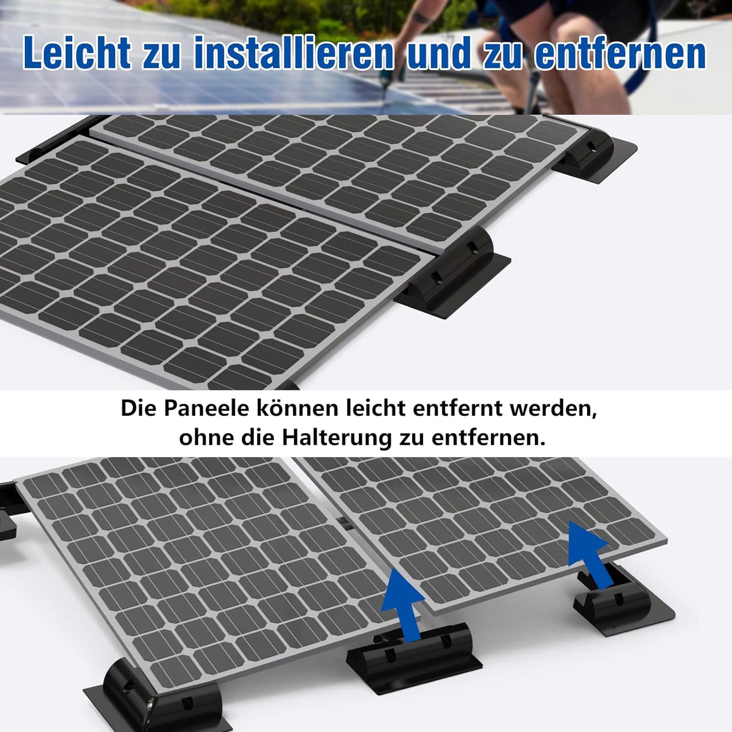 7pc Solarmodul Halterungen, Ruipoo Solarpanel Montagehalterung Seitenhalterungen ABS Eckhalter Satz bohrfrei Weit verbreitet auf Wohnmobile, Boote, Flachdächer, Camping und Caravan-Installationen