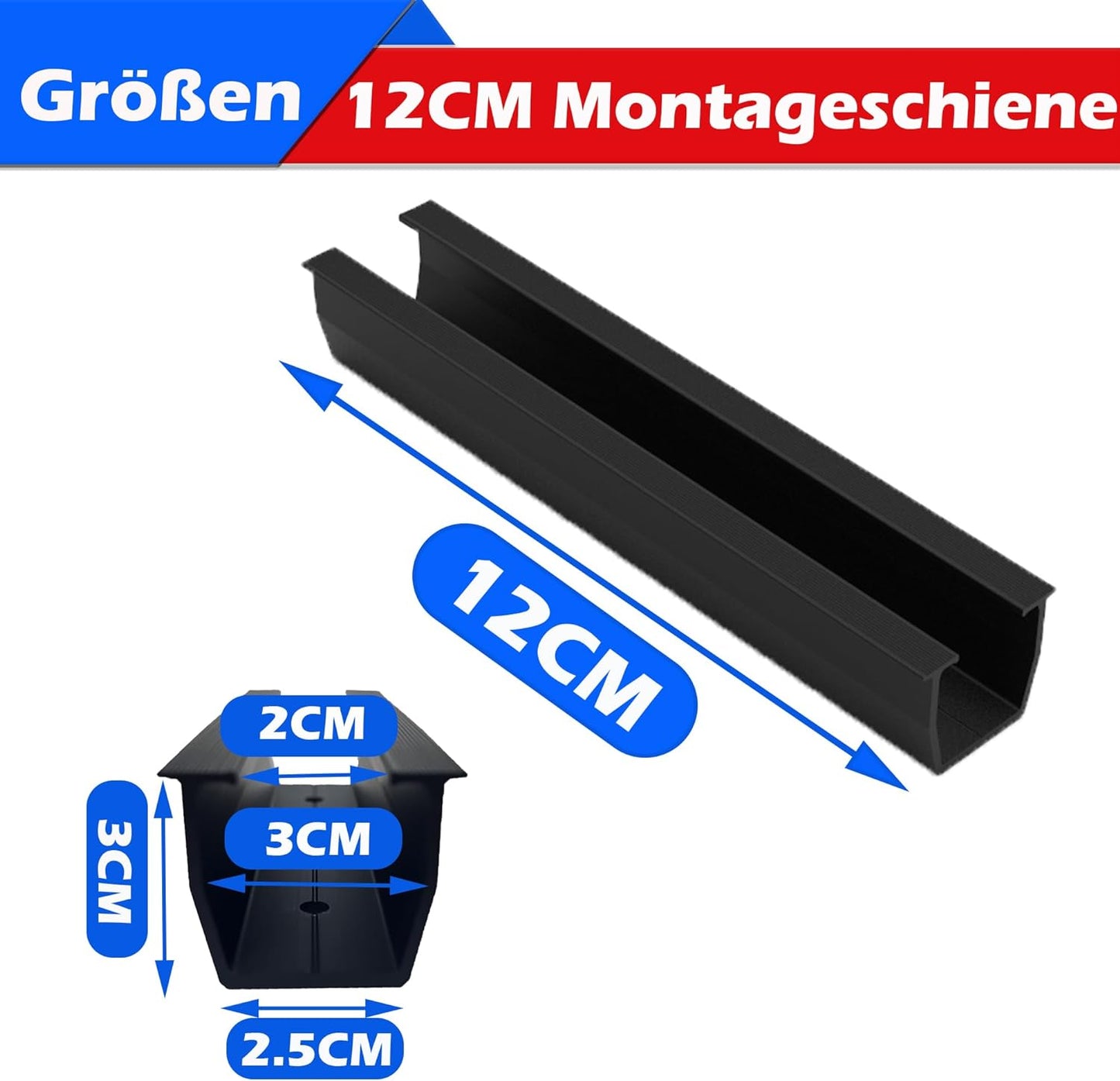 Mini-Montageschiene Set für Solarmodule Silber/Schwarz 12cm