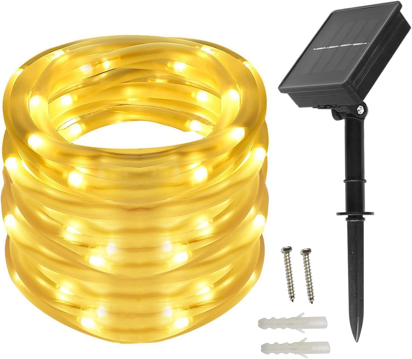 Solar Lichtschlauch Lichterkette,10 Meter 100 LEDs Wasserdicht Außenlichterkette, LED Lichterketten für Hochzeit,Party und Weihnachten,Weihnachtsbeleuchtun