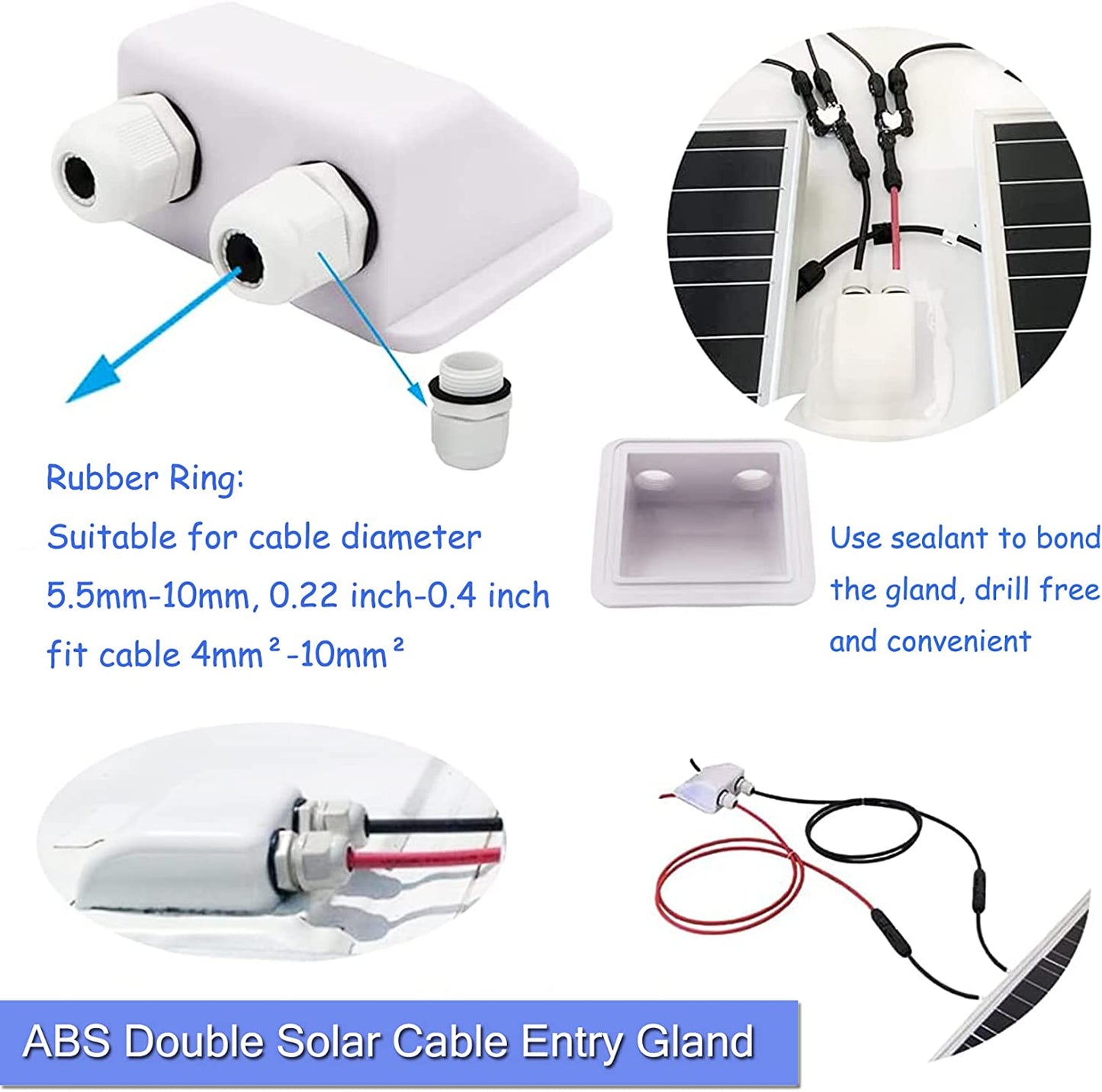 6pc Solarmodul Halterungen, Ruipoo Solarpanel Montagehalterung Seitenhalterungen ABS Eckhalter Satz bohrfrei Weit verbreitet auf Wohnmobile, Boote, Flachdächer, Camping und Caravan-Installationen