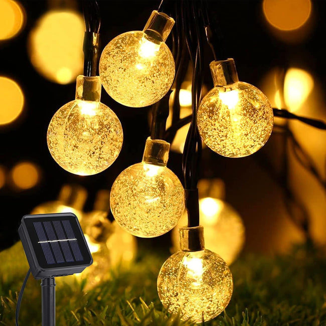Solar Lichterkette Aussen,  Solar 8 Modi Kristall Kugeln Wasserdicht IP65 Outdoor Solarlichterkette für Garten, Terrasse, Balkon, Hochzei