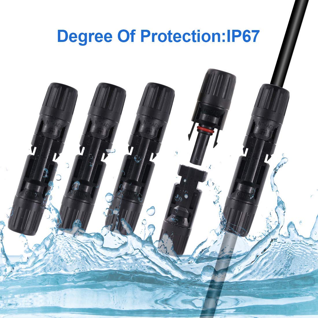 SolarStecker, 20/50/100 pcs Männlich Weiblich Solarmodul Stecker Ip67 Wasserdicht, PV Stecker Kompatibel mit 2.5mm²-6mm² Solarkabel