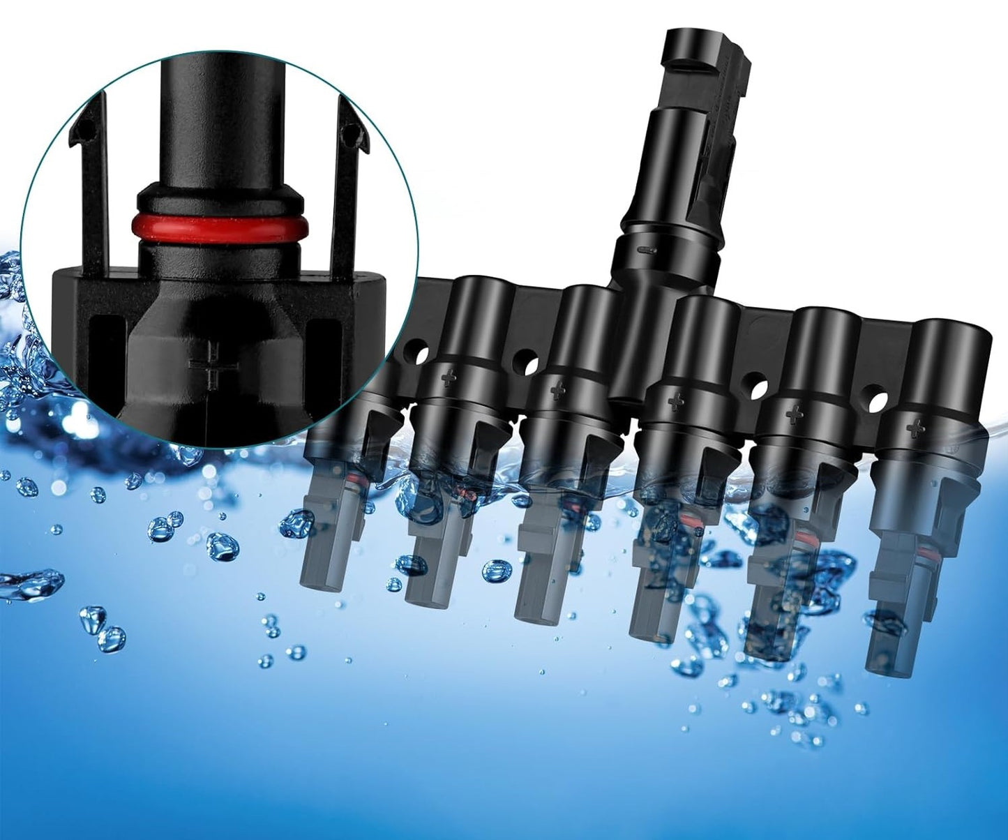 Solar 6T-Stecker Männlich/Weiblich mit Schraubenschlüssel, Solarpanel Kabelstecker, Solar Photovoltaik Steckverbinder, Y-Typ Solarstecker für Parallelverbindung zwischen Solarzellen (1 Paar)