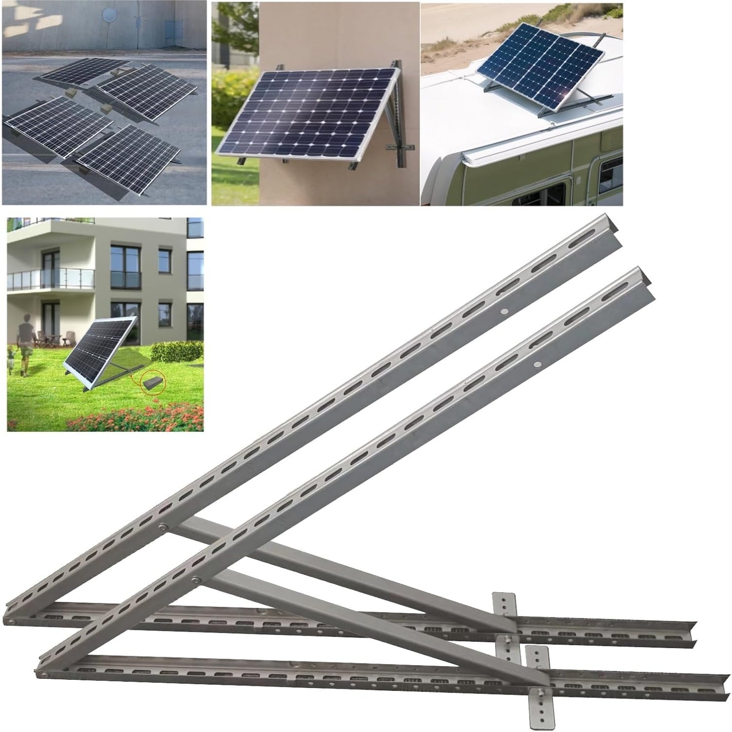 m4solar M03 Schwer aus Stahl für 1 Solarmodul (100W-600W), 0-90° Verstellbar Halterung ,PV Aufständerung Balkonkraftwerk Halterung Solarpanel Flachdach, Wand, Wohnmobil,Boot