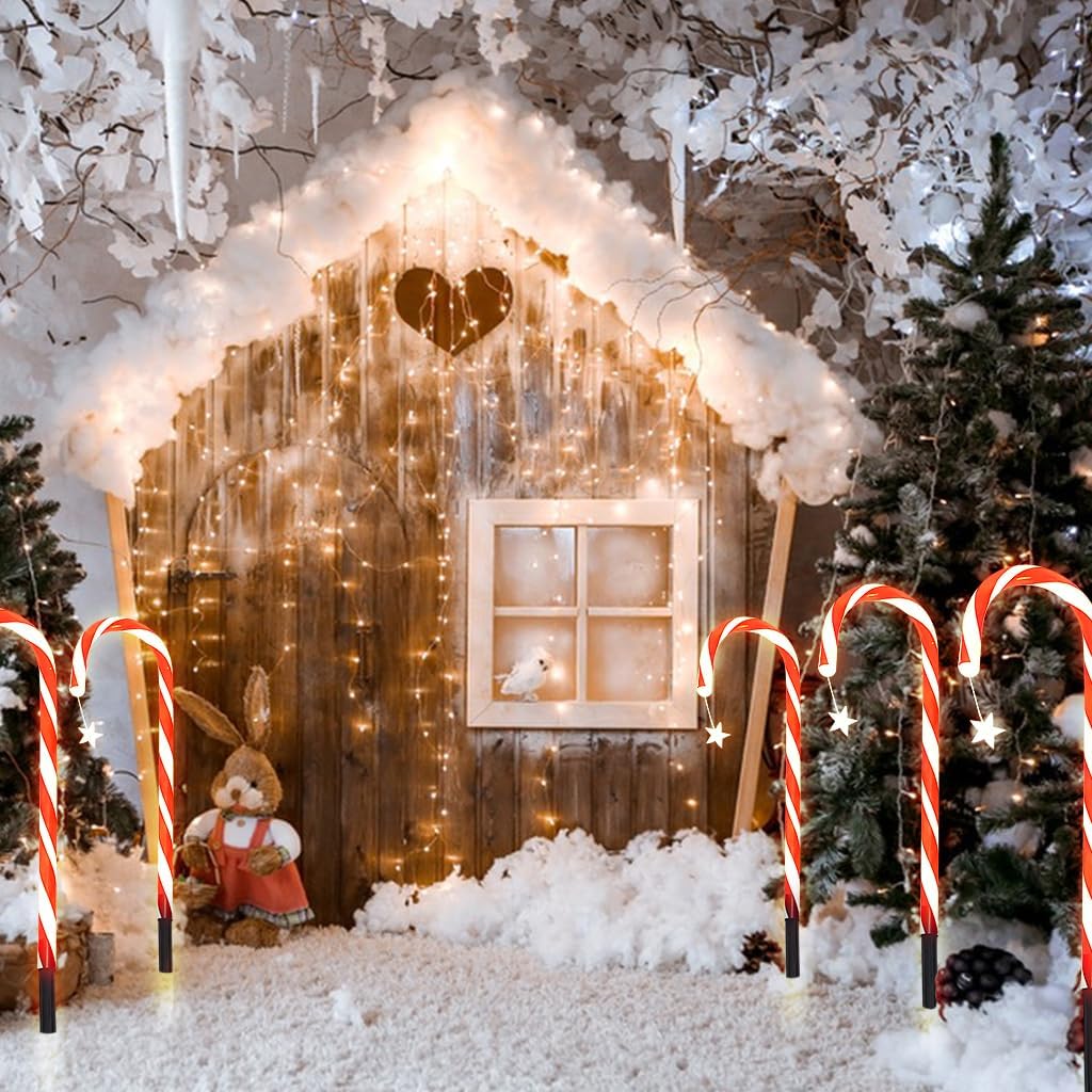 5er-Pack Solar-Zuckerstangen-Gartenlichter, 8 Modi, Weihnachtsweg Lichter, 46 cm hoher Stab, Weihnachtsbeleuchtung für draußen, Dekoration Anhänger, 2 m Kabellänge