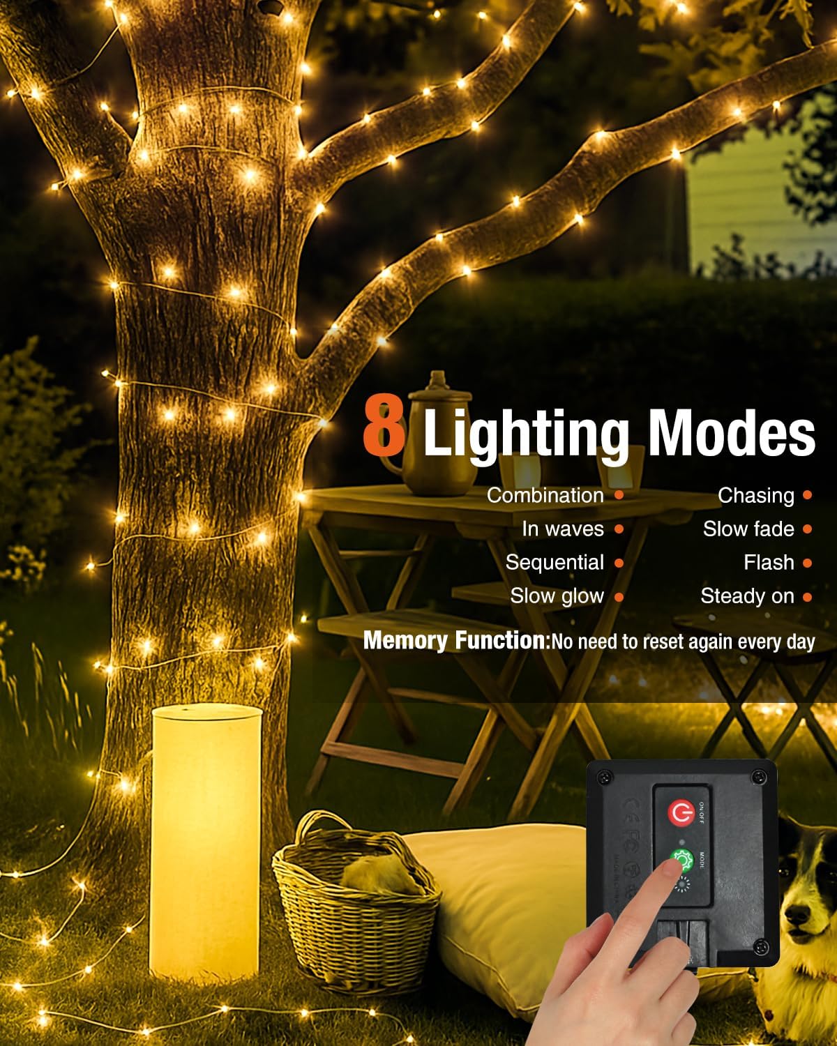 Solar Lichterkette Aussen Warmweiss 4-PACK 50-300 LEDs Lichterkette Solar Außen Wetterfest, 8 Modi Kupferdraht Warmweiß Lichterkette Outdoor Wasserdicht für Garten Terrasse Balkon Weihnachten Deko