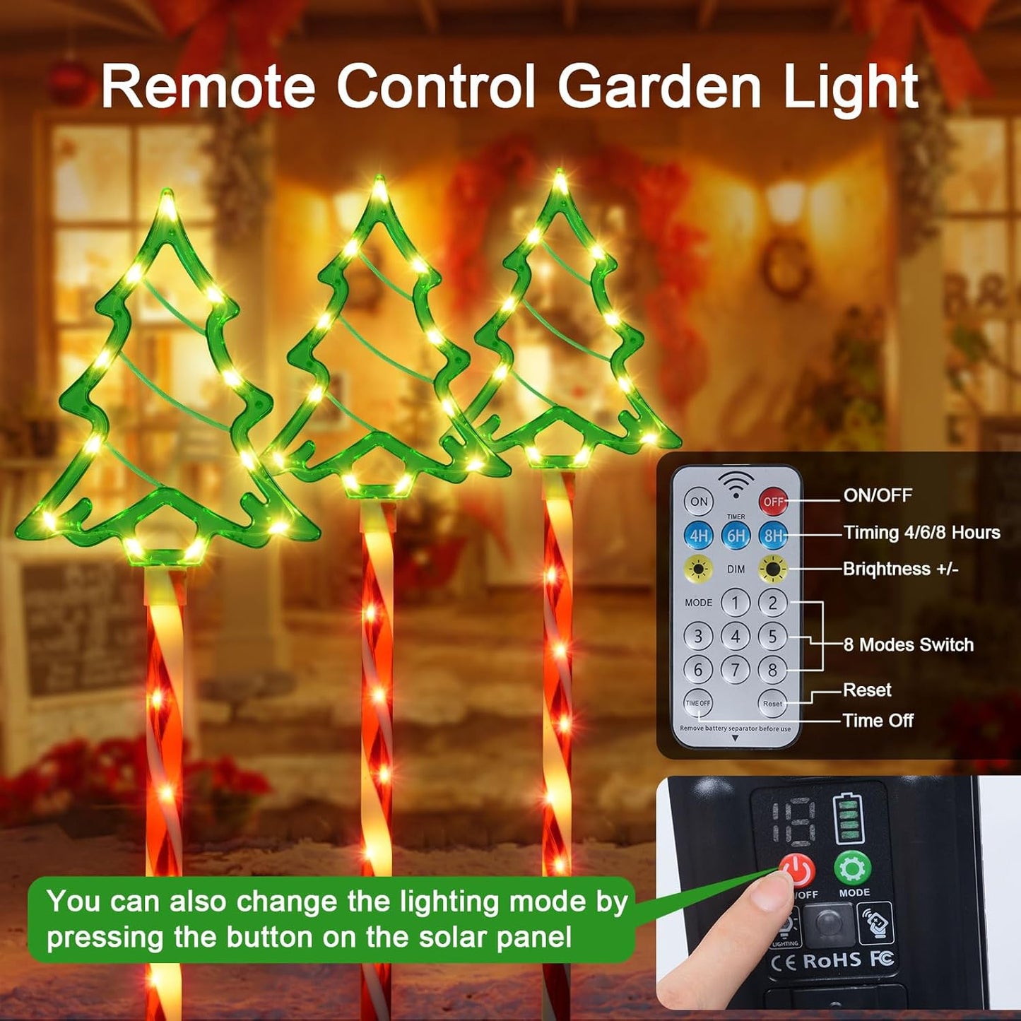 Solar Weihnachtsbeleuchtung Aussen, 5 Stück 85 LED Weihnachtsbaum Solarlampen Weihnachtsdeko, 8 Modi Solar Weihnachts Lichter Aussen, Wasserdicht Solarleuchten Deko für Garten Rasen Hof