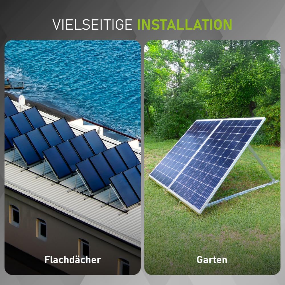 Solarpanel Halterung 45Zoll/114CM Balkonkraftwerk | Solarmodul Halterung für Solarmodule bis 114cm | Verstellbar 0-90° Mos05 Silber