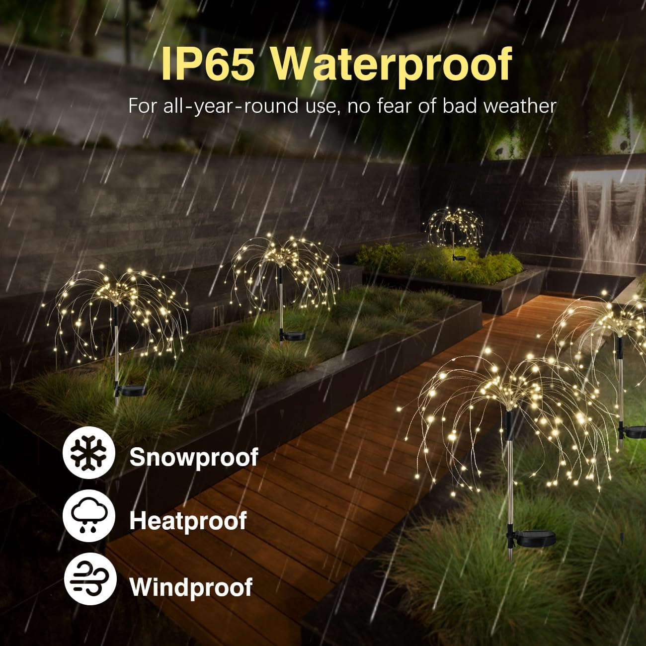 Solarlampen für Außen Garten, 4 Stück 120 LED Solarleuchten Feuerwerk, 8 Modi Solarleuchten Garten mit Fernbedienung Pusteblume solarlampen für Außen Balkon Wege Rasen Deko