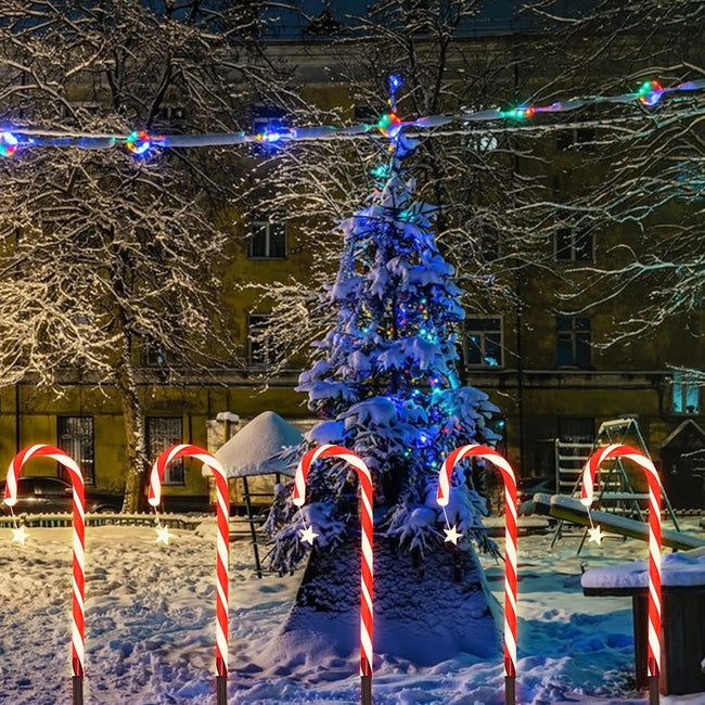 5er-Pack Solar-Zuckerstangen-Gartenlichter, 8 Modi, Weihnachtsweg Lichter, 46 cm hoher Stab, Weihnachtsbeleuchtung für draußen, Dekoration Anhänger, 2 m Kabellänge