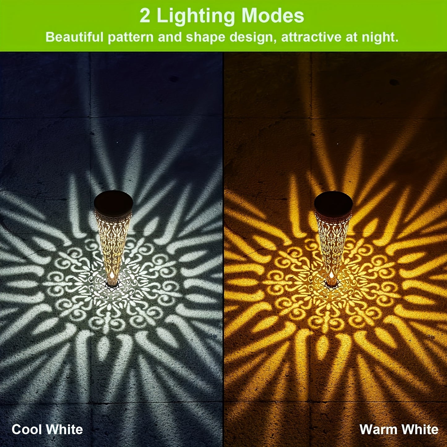 4er-Pack Metall-LED-Solarleuchten, IPX5 Wasserdichte Solarlampen für Garten-Dekoration außenbezüglich zur Beleuchtung von Wegen, Balkon und Terrasse