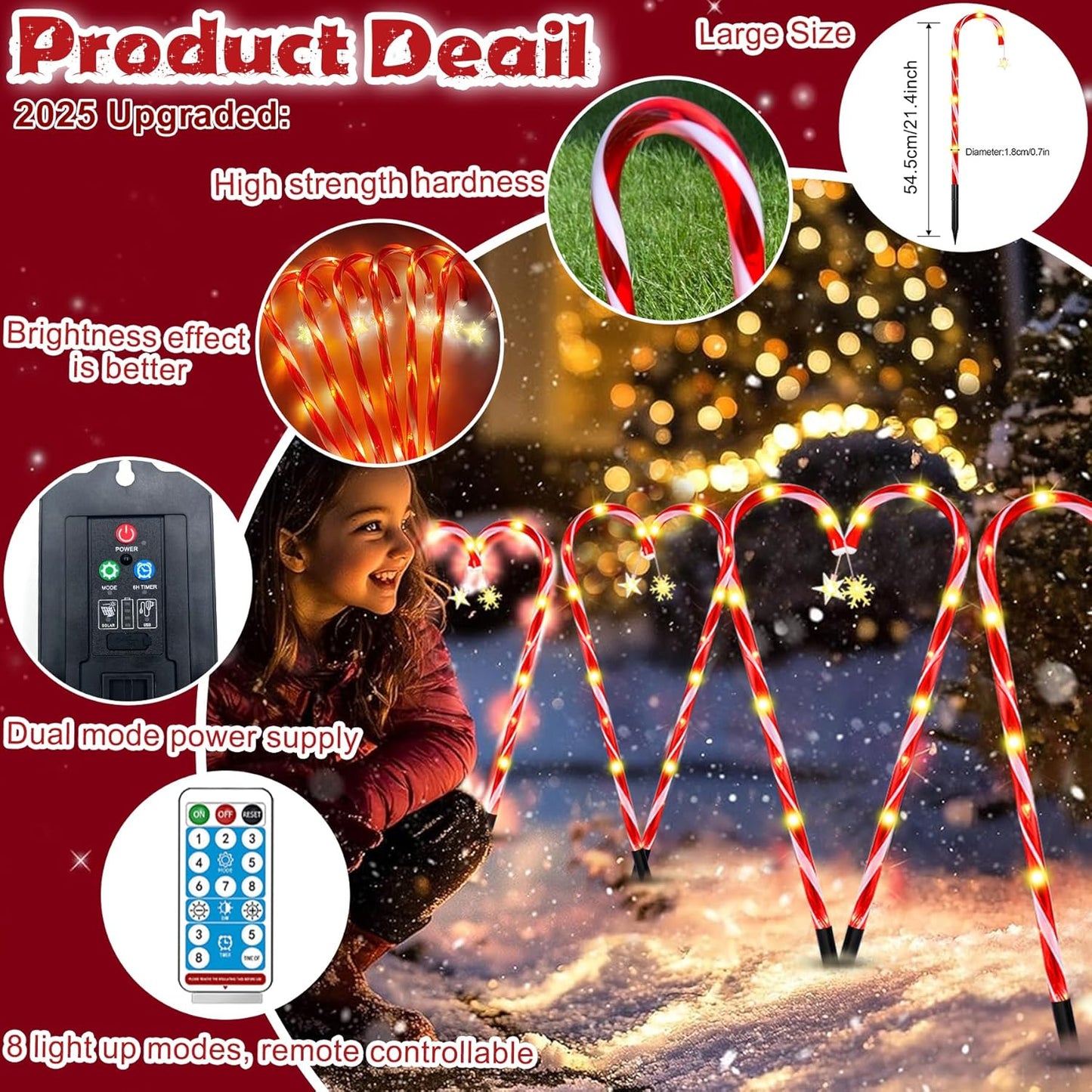 12 Stück Solar Weihnachtsbeleuchtung Außen,Weihnachtsdeko Aussen mit Fernsteuerung,8Modi Funkelnde,Solar Zuckerstangen Weihnachtsbeleuchtung Außen,LED Lutscher Figur Außen,für Weihnachtsdeko