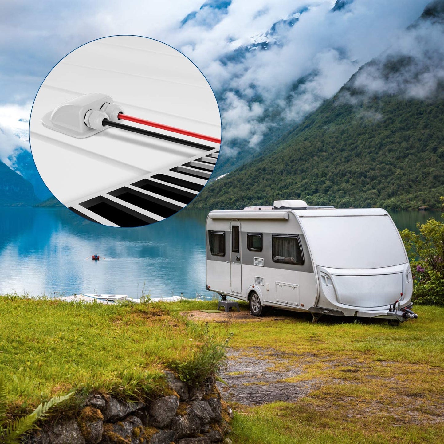 Solar Kabeldurchführung 2-Fach Solar Dachdurchführung Ziegel wasserdichte Solarmodule Kabelverbinder für Wohnmobil Photovoltaik RV Camper Sat-Anlage Klimaanlage Caravan Booten