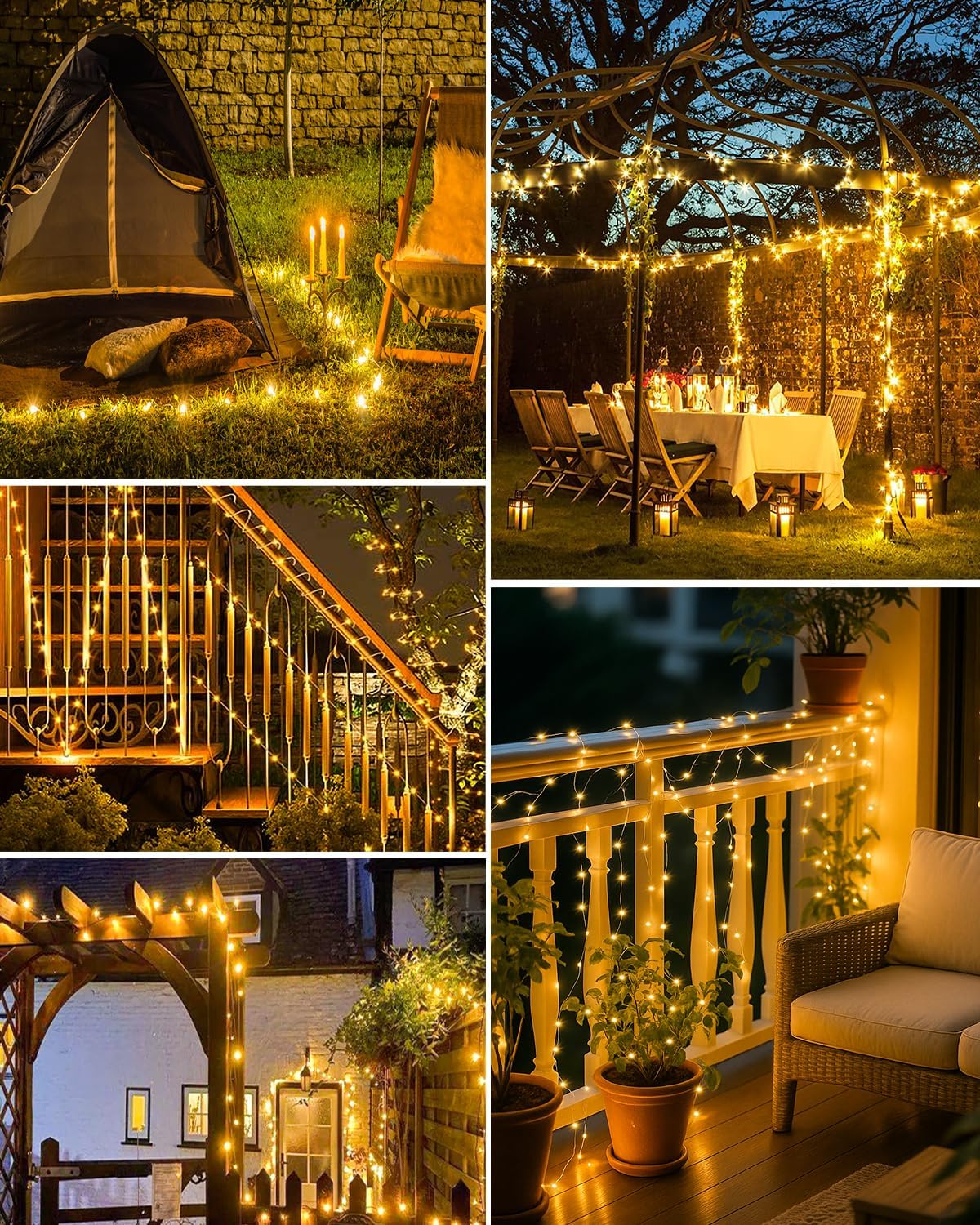 Solar Lichterkette outdoor aussen, 50/100/200/300LEDs 8 Modus Außenbeleuchtung Kupferdraht Wasserdicht