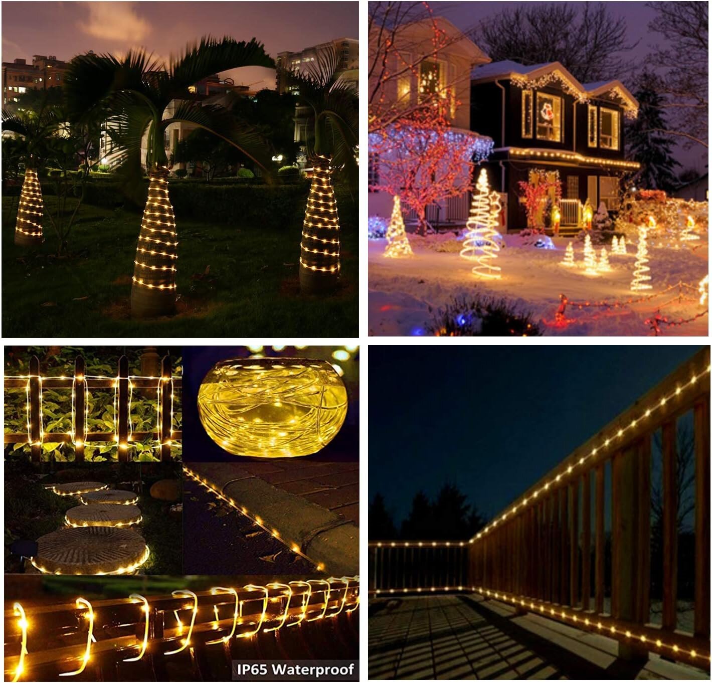 Solar Lichtschlauch Lichterkette,10 Meter 100 LEDs Wasserdicht Außenlichterkette, LED Lichterketten für Hochzeit,Party und Weihnachten,Weihnachtsbeleuchtun