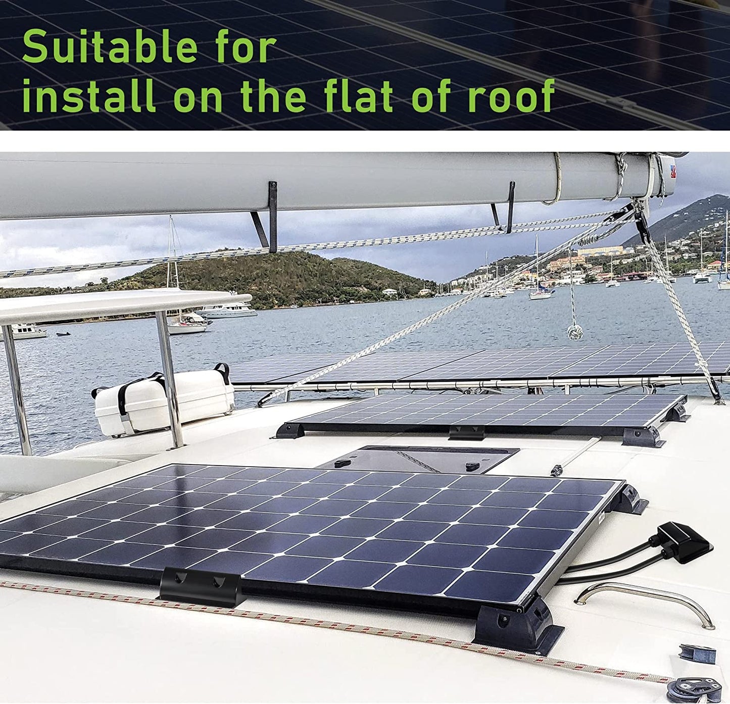 6pc Solarmodul Halterungen, Ruipoo Solarpanel Montagehalterung Seitenhalterungen ABS Eckhalter Satz bohrfrei Weit verbreitet auf Wohnmobile, Boote, Flachdächer, Camping und Caravan-Installationen