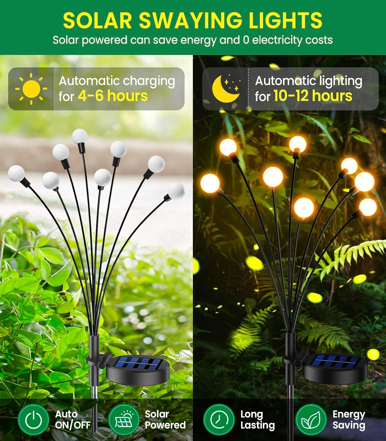 Firefly Solarlampen für Außen Garten 4 Stück, 32 Led Superhelle Glühwürmchen Weihnachten Aussen Solar, IP65 Wasserdicht Schwingende Garten-Deko für Outdoor Weihnachtsdeko Pathway Yard