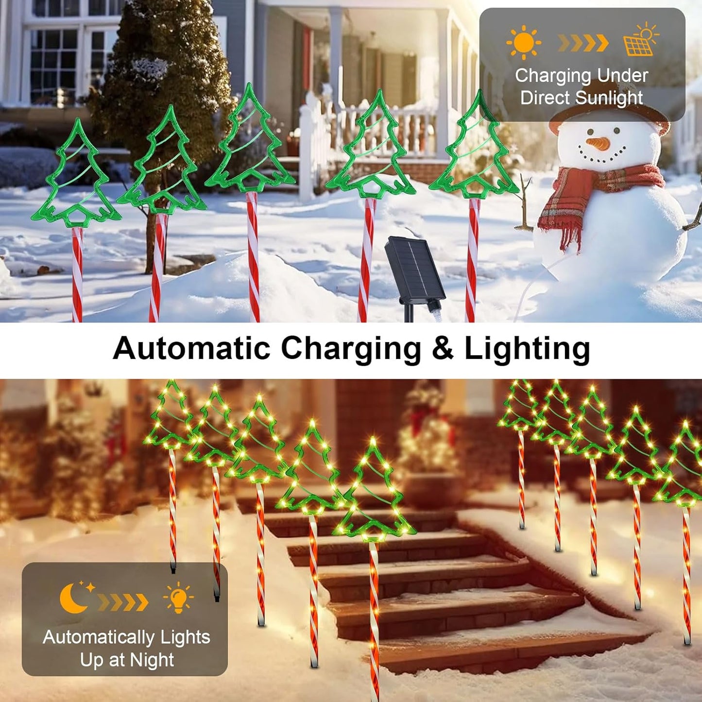 Solar Weihnachtsbeleuchtung Aussen, 5 Stück 85 LED Weihnachtsbaum Solarlampen Weihnachtsdeko, 8 Modi Solar Weihnachts Lichter Aussen, Wasserdicht Solarleuchten Deko für Garten Rasen Hof