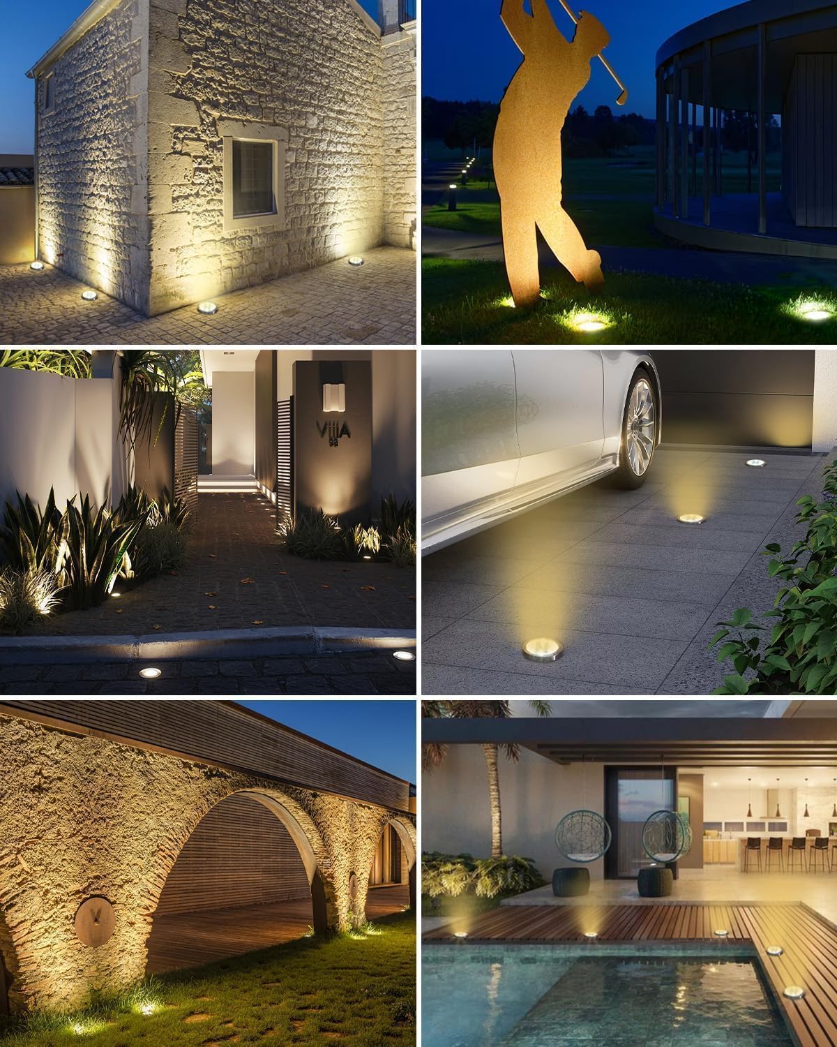 Solar Bodenleuchten Aussen, 8/16 Stück 8 LED Solarlampen für Außen Garten Wetterfest, Solarleuchten Gartenbeleuchtung für Boden Weg Rasen Gehweg Kaltweiss