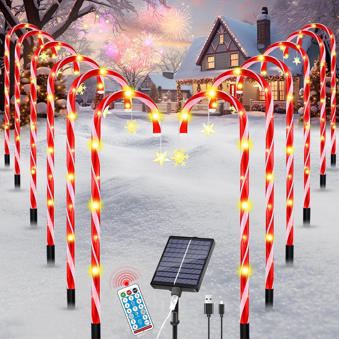12 Stück Solar Weihnachtsbeleuchtung Außen,Weihnachtsdeko Aussen mit Fernsteuerung,8Modi Funkelnde,Solar Zuckerstangen Weihnachtsbeleuchtung Außen,LED Lutscher Figur Außen,für Weihnachtsdeko