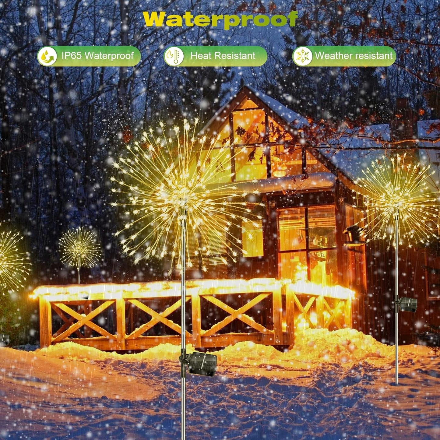 200 LED Outdoor Solar Gartenstecker Lichter 2/4/6 PCs, Solare Feuerwerk Lampe, IP65 Wasserdicht, 8 Modi Dekorative Funkenlandschaftsbeleuchtung für Wege Rasengrundstücke Straßen Gewerbeflächen Park