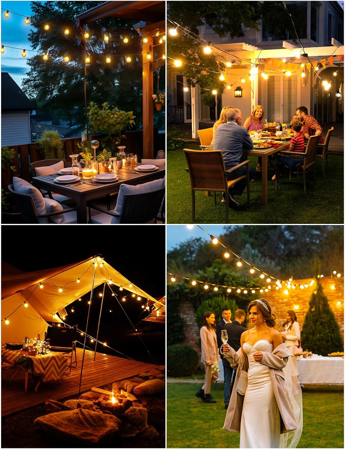 LED-Lichterkette für den Außenbereich, Solar-G40-LED-Lichterkette, 8 Modelle, Garten-Lichterkette, Glühbirnen für den Außenbereich, für Party, Terrasse, Bistro