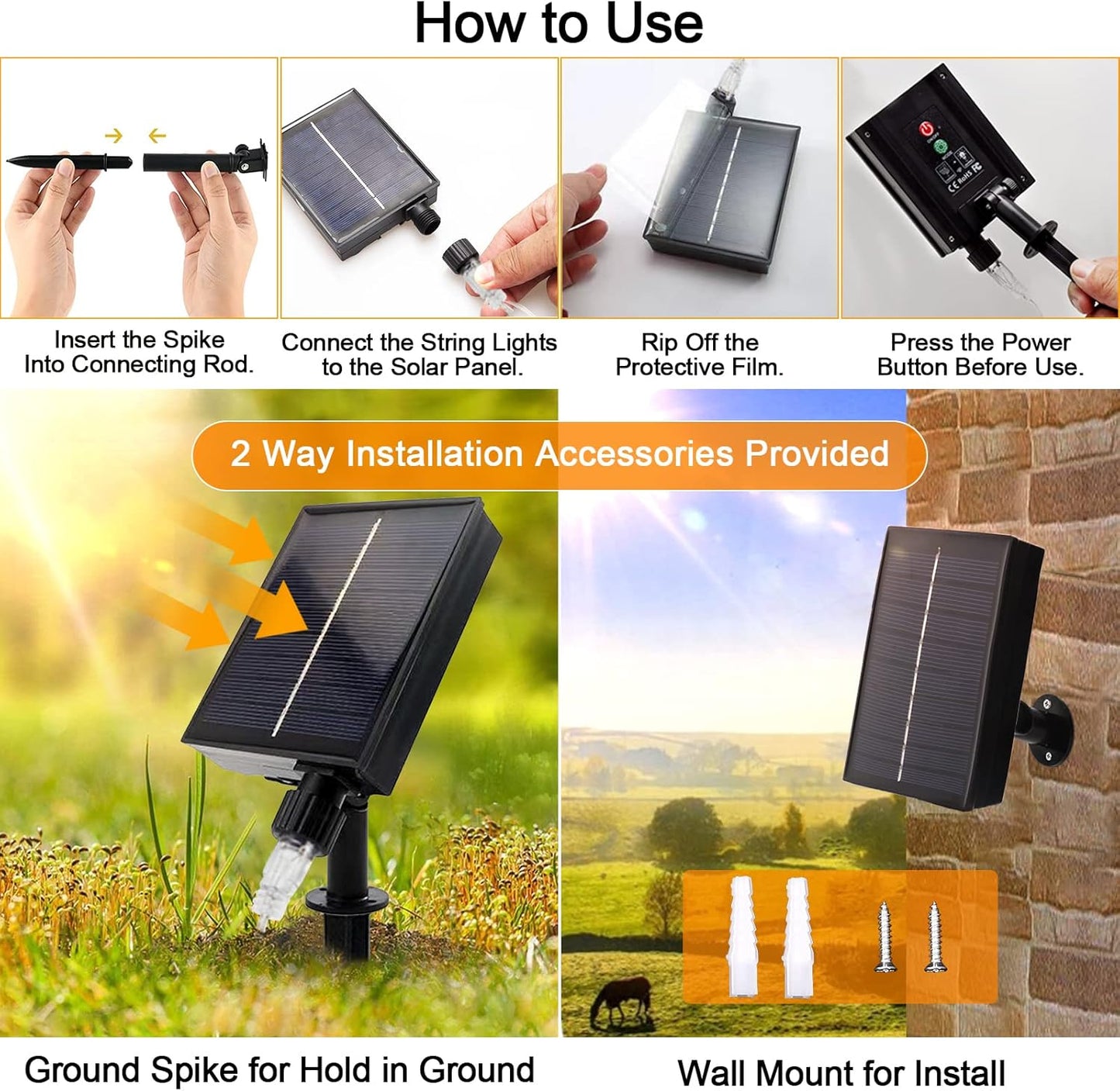 Solar Christbaumbeleuchtung mit Sterne, 2M-3M  200-300LEDs Tannenbaum Lichterketten, Fernbedienung, Wasserdicht Weihnachtsbaum Lichterketten mit 8 Modi für Weihnachtsbaum, Innen, Außen Dekor