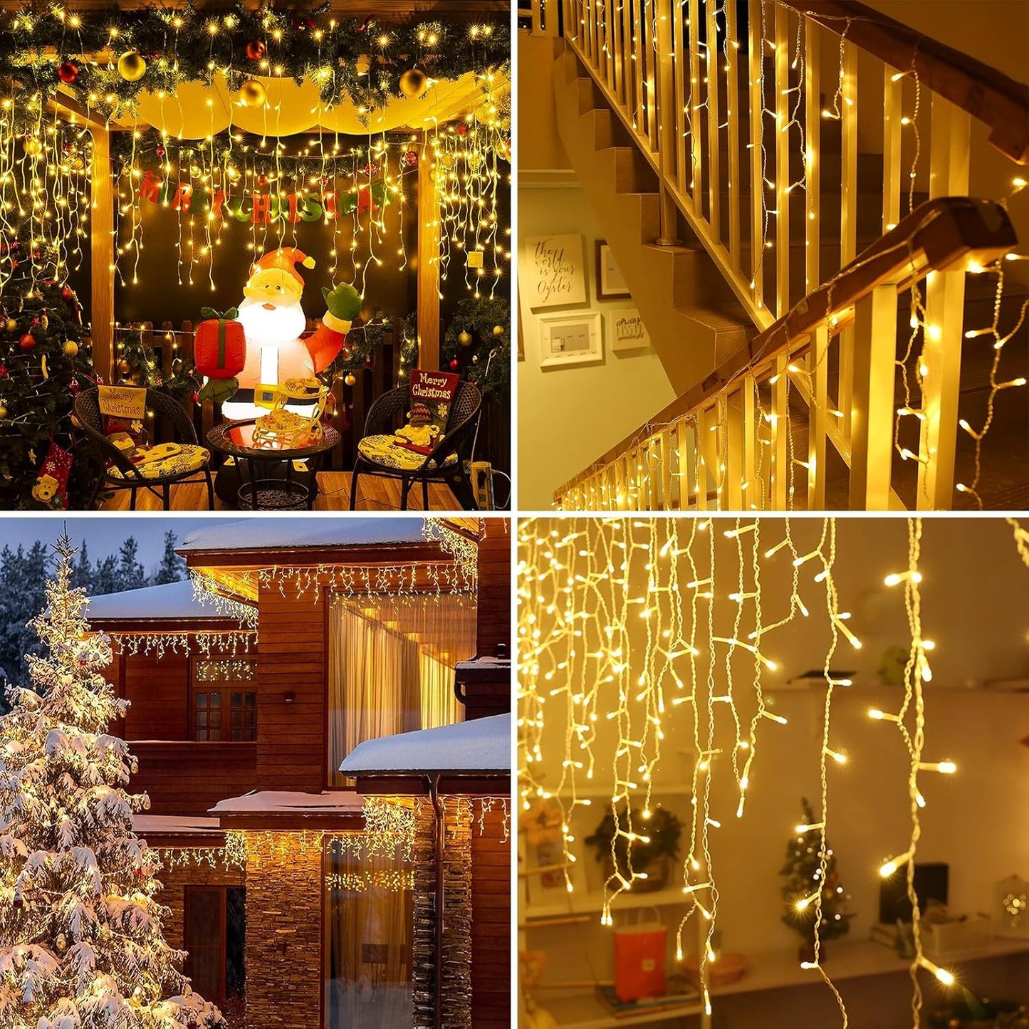 Eisregen Lichterkette Solar,3.5-40M Lichterkette mit 8 Modi, IP44, Memory&Timing-Fuction, Helligkeitsanpassung, Fernbedienungen, Geeignet für Innen- und Außendekoration（副本）