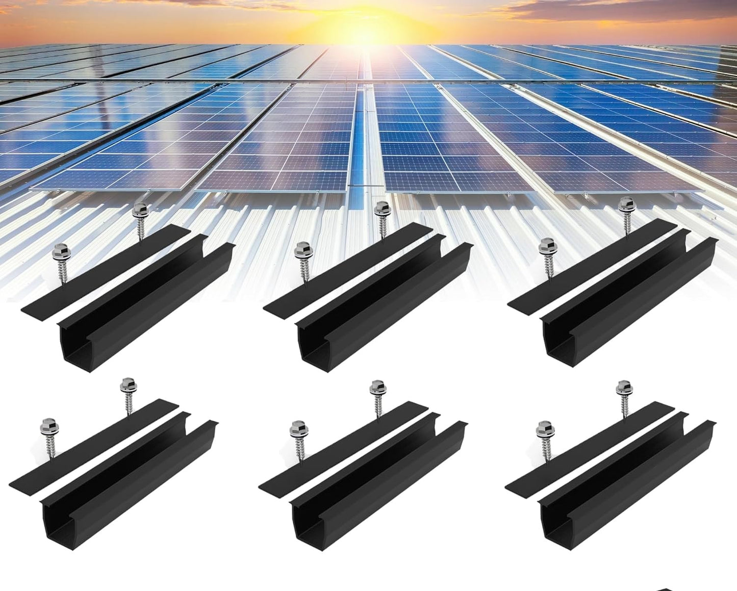 Mini-Montageschiene Set für Solarmodule Silber/Schwarz 12cm