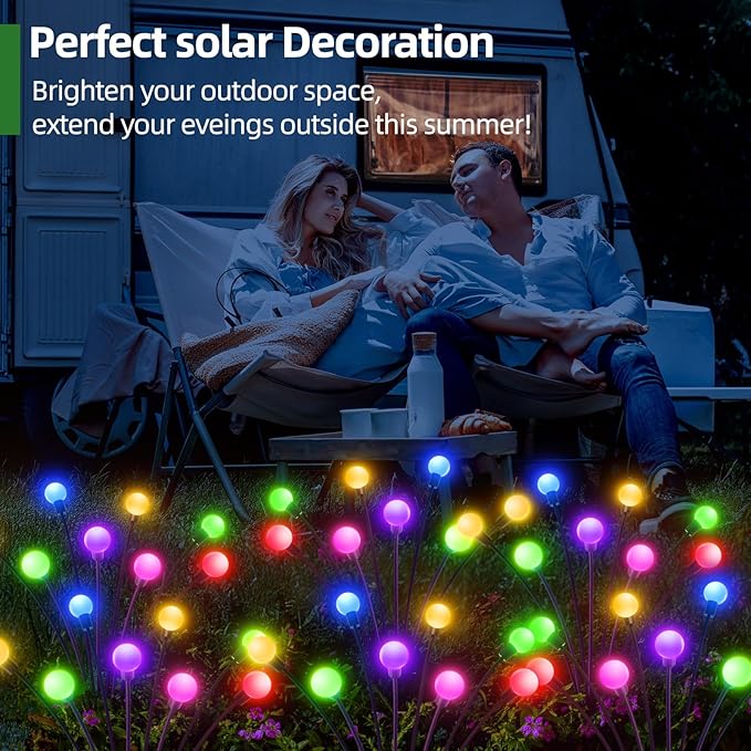 Firefly Solarlampen für Außen Garten 4 Stück, 32 Led Superhelle Glühwürmchen Weihnachten Aussen Solar, IP65 Wasserdicht Schwingende Garten-Deko für Outdoor Weihnachtsdeko Pathway Yard