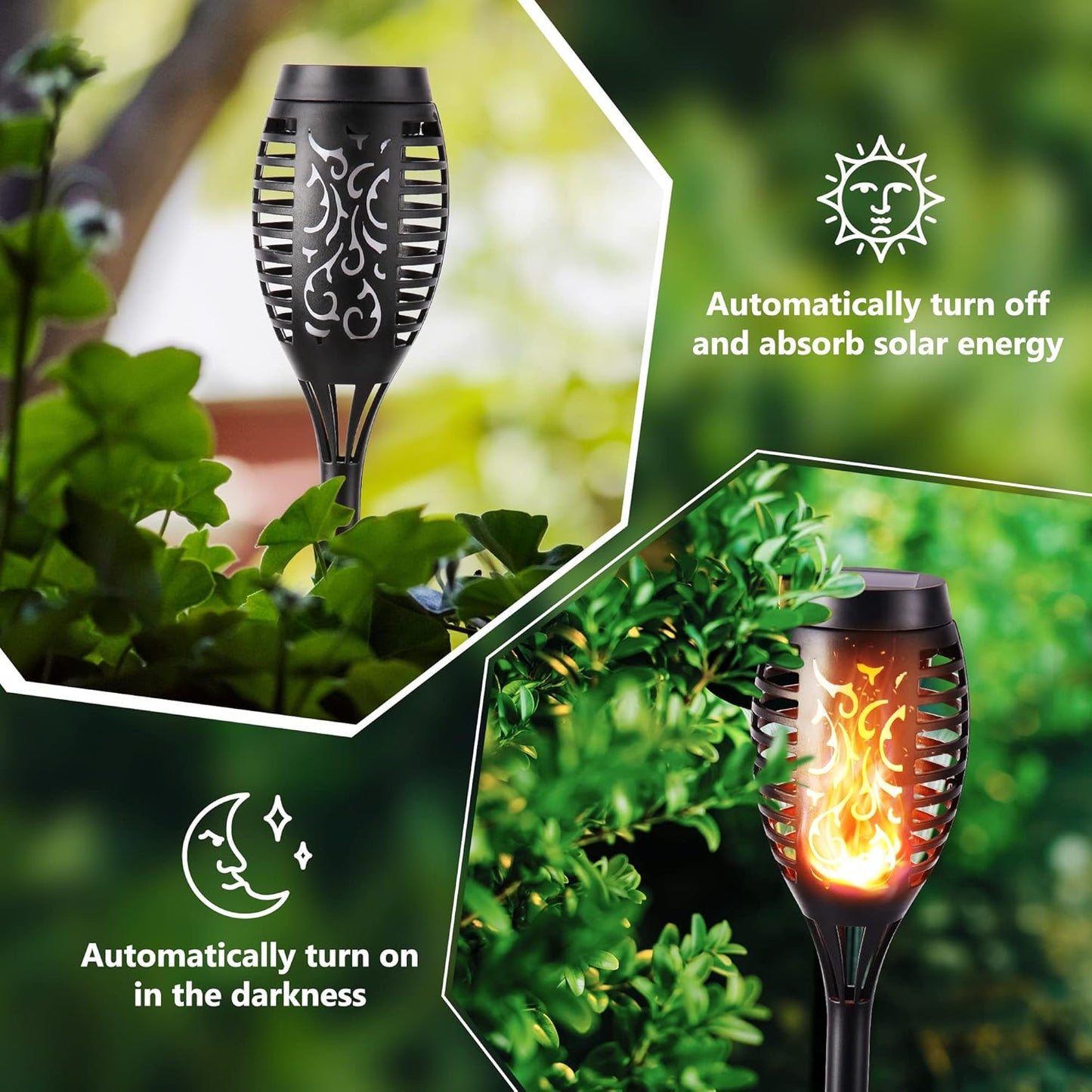 Solarleuchten für Außen Garten, 4/6//8/12 Stück, 12LED Solarlampe für Außen Solar Fackel Gartenfackeln, IP65 Wasserdicht Solarlampe, Weg, Hinterhöfe, Rasen1, Flame