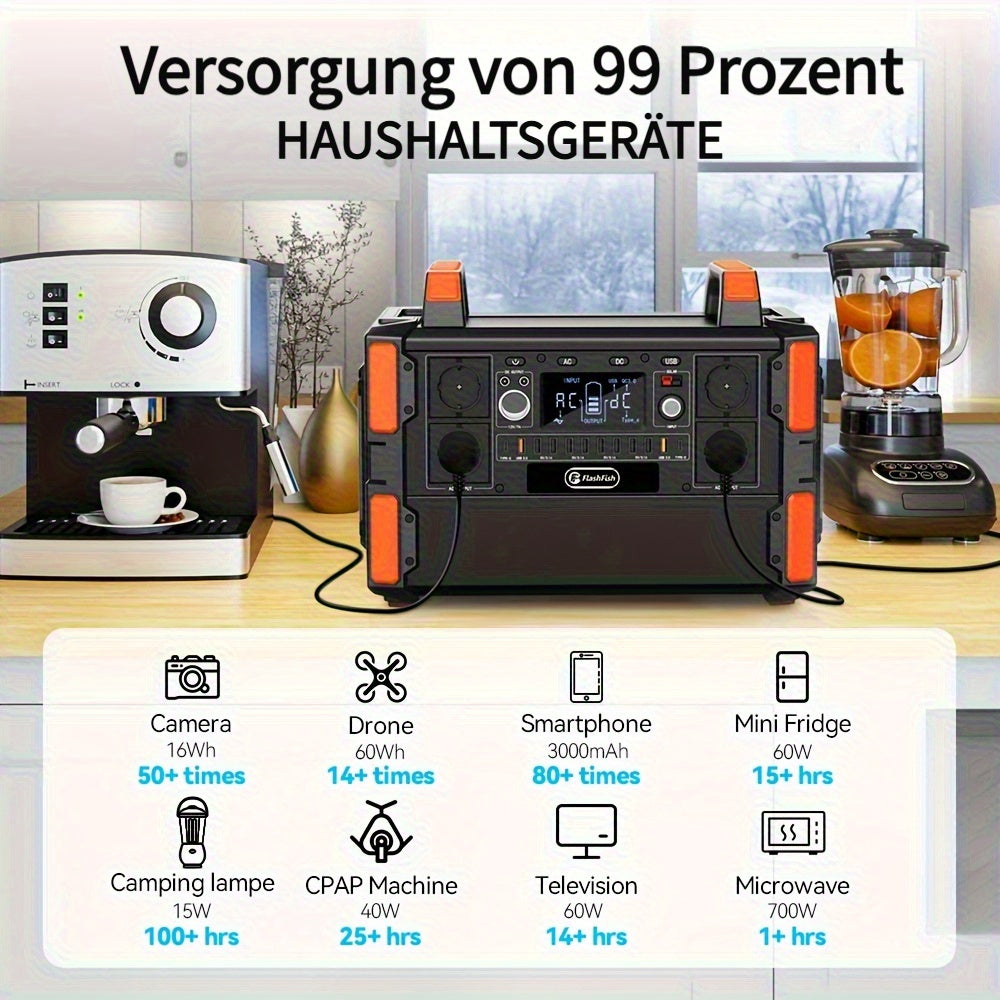 1000W Lifepo4 Batterie-Solarstromgenerator 1041.6Wh 230V (2000W Überspannung) Notfall-LFP-Batteriestromgenerator mit 4*AC-Solarstromstation, 19 Ausgangssteckdosen