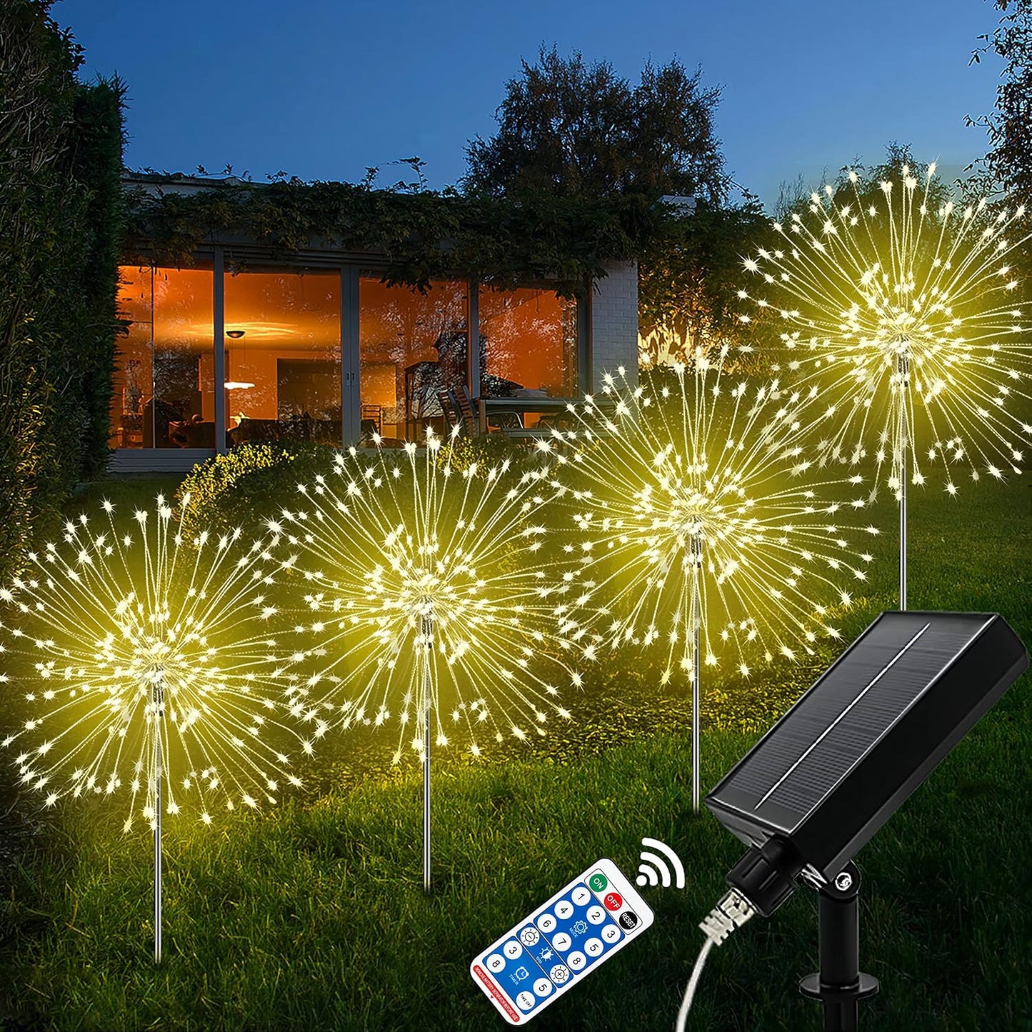 200 LED Outdoor Solar Gartenstecker Lichter 2/4/6 PCs, Solare Feuerwerk Lampe, IP65 Wasserdicht, 8 Modi Dekorative Funkenlandschaftsbeleuchtung für Wege Rasengrundstücke Straßen Gewerbeflächen Park