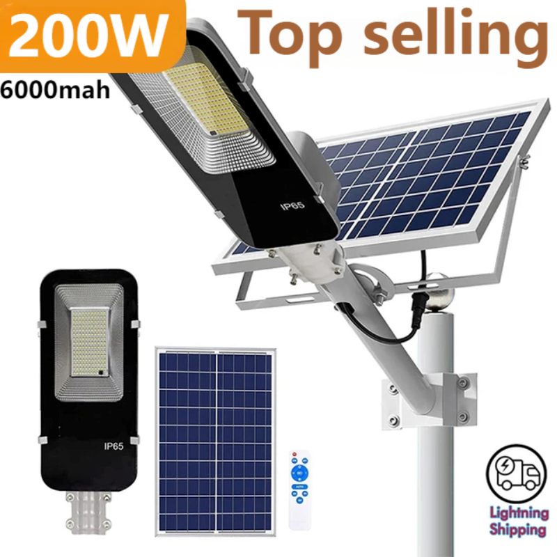200 W Leistungsstarke Solar Licht Outdoor Solar Straßenlaterne 6000 mah Wasserdichte Automatische Dämmerung bis Morgendämmerung Straßenlaterne Für garage Garten
