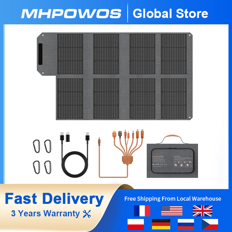 MHPOWOS 120 W 80 W tragbares Solarpanel 23,5 % hocheffizientes faltbares Solarladegerät für Camping, Wohnmobil, Notstromversorgung